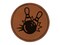Bowling Ball Knocking Down Pins Round Iron-On Engraved Faux Leather Patch Applique - 2.5"